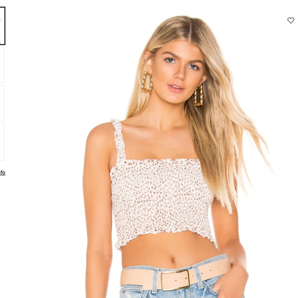 NWOT Faithfull Rowe Smocked Floral Print Cropped Top, XS